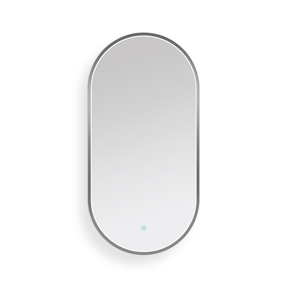 ARUVO™ HALO Framed Oval Mirror w/ LED Light & Demister | Brushed Gunmetal - Image 5