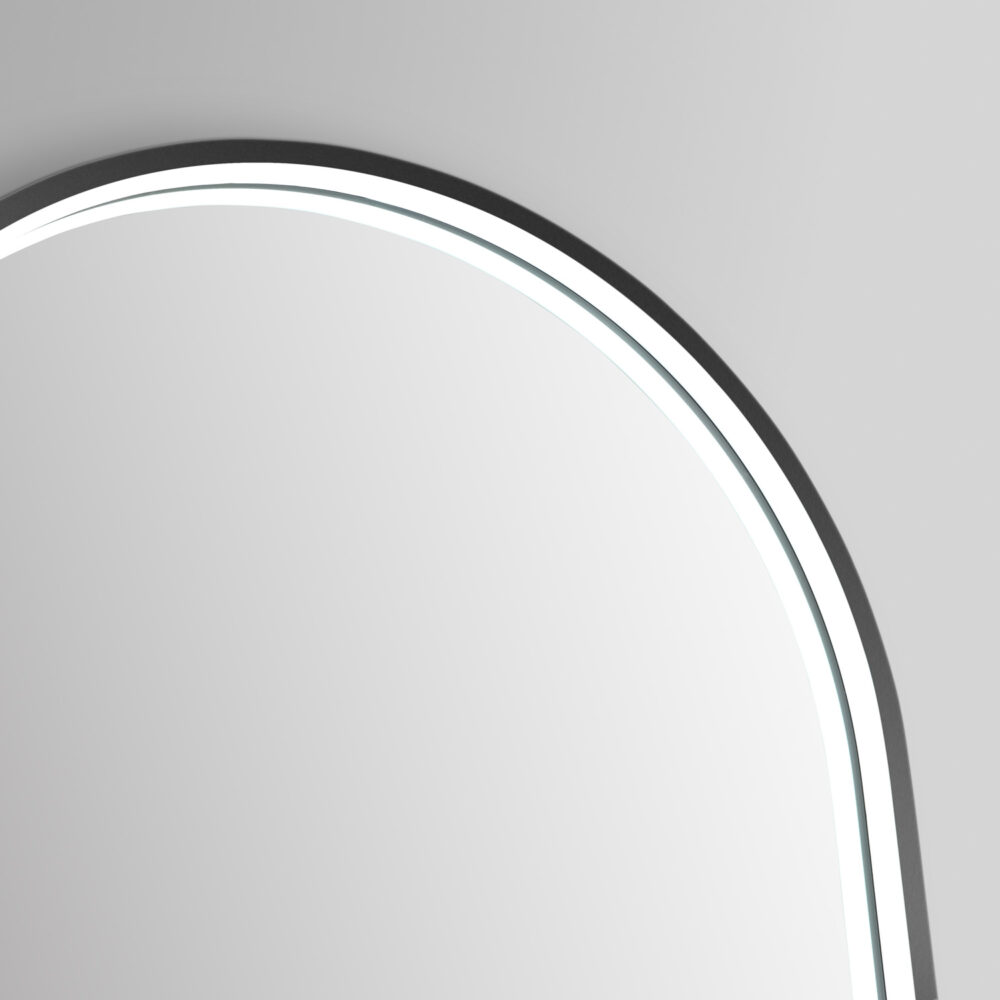 ARUVO™ HALO Framed Oval Mirror w/ LED Light & Demister | Brushed Gunmetal - Image 4