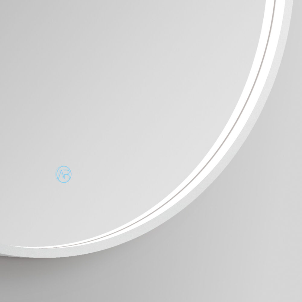 ARUVO™ HALO Framed Round Mirror w/ LED Light & Demister 700mm | Matte White - Image 4