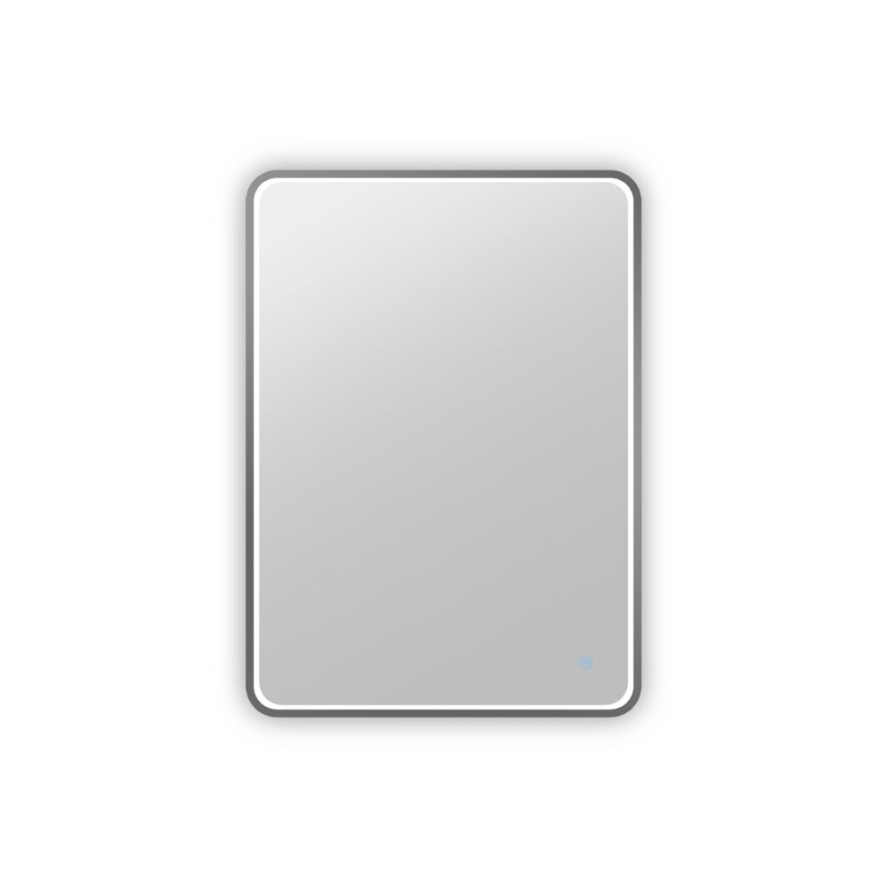 ARUVO™ HALO Framed Rounded Rectangle Mirror w/ LED Light & Demister 650mm | Brushed Gunmetal - Image 5