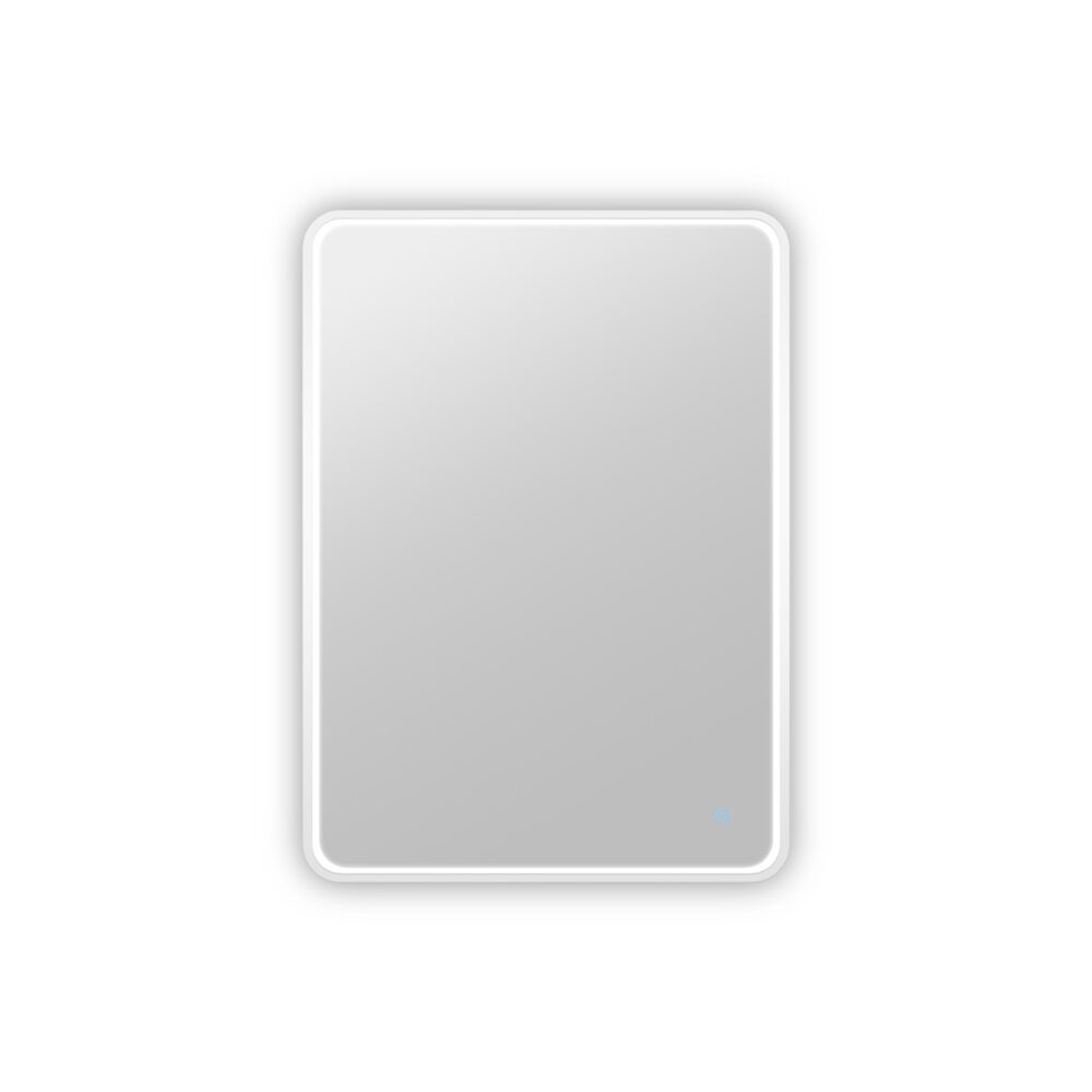 ARUVO® HALO Framed Rounded Rectangle Mirror w/ LED Light & Demister 650mm | Matte White - Image 4