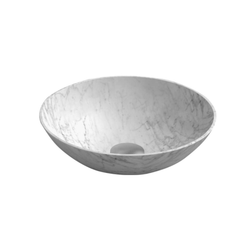 ARUVO® VOLA Natural Stone Countertop Basin | Carrara Biano - Image 3