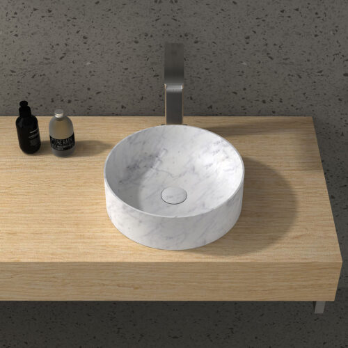 ARUVO® VENATA Natural Marble Countertop Basin | White