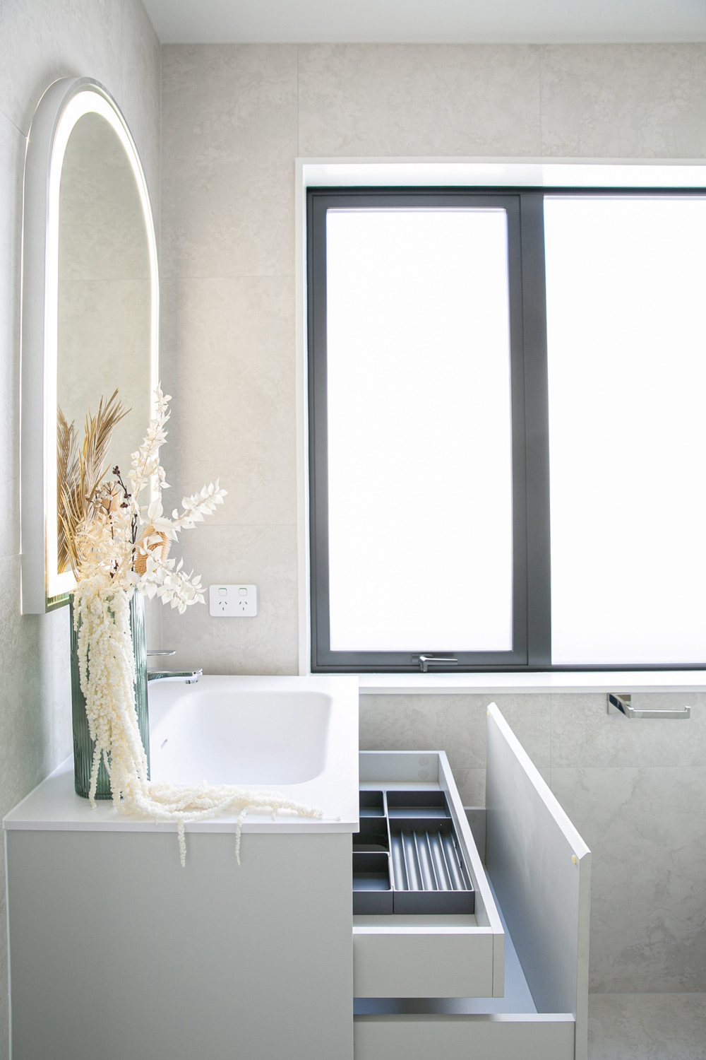 ARUVO® NEST Collection Plywood Vanity Ice Grey W900mm - Image 5