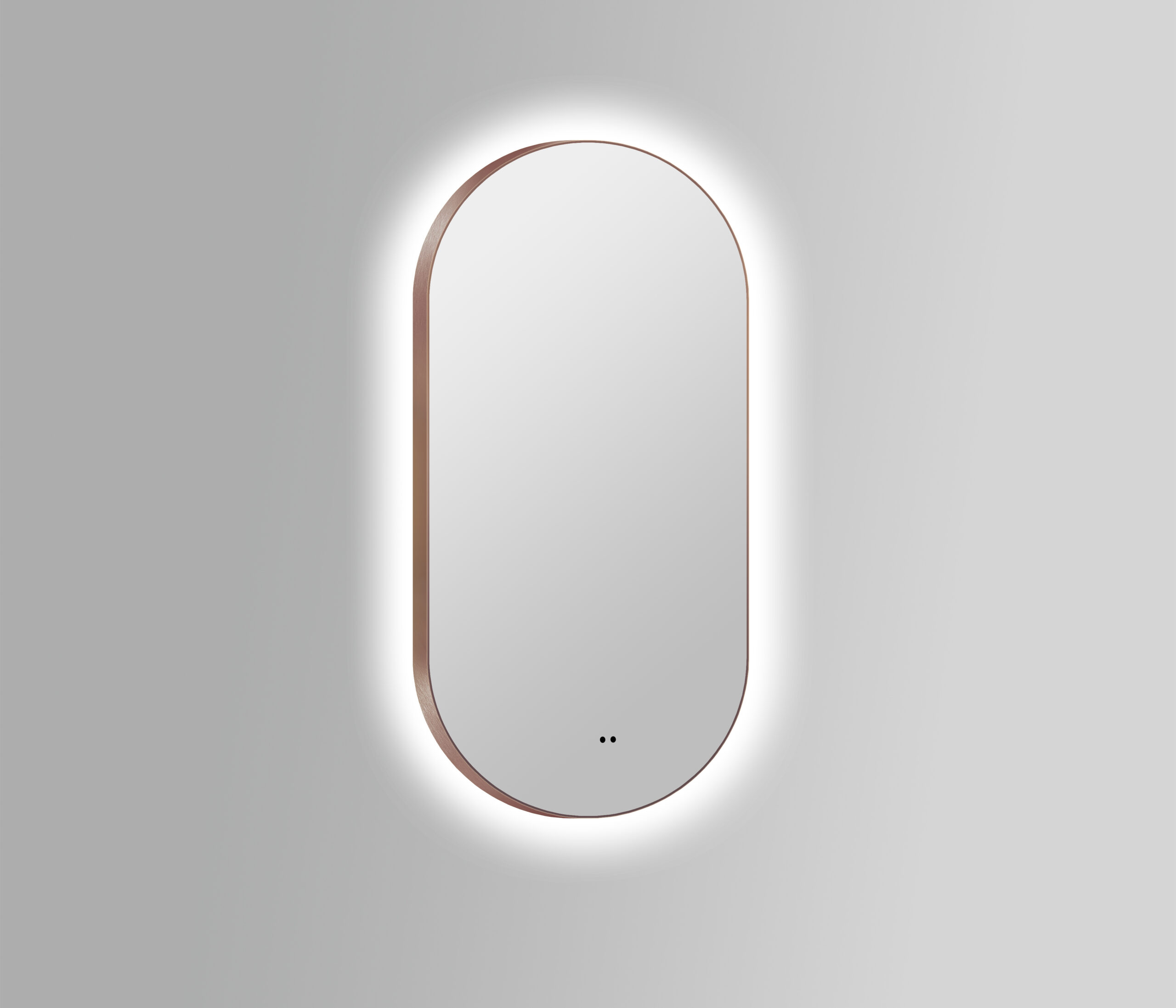 ARUVO® HALO Framed Oval Mirror w/ Backlit LED Light & Demister | Brushed Bronze - Image 5