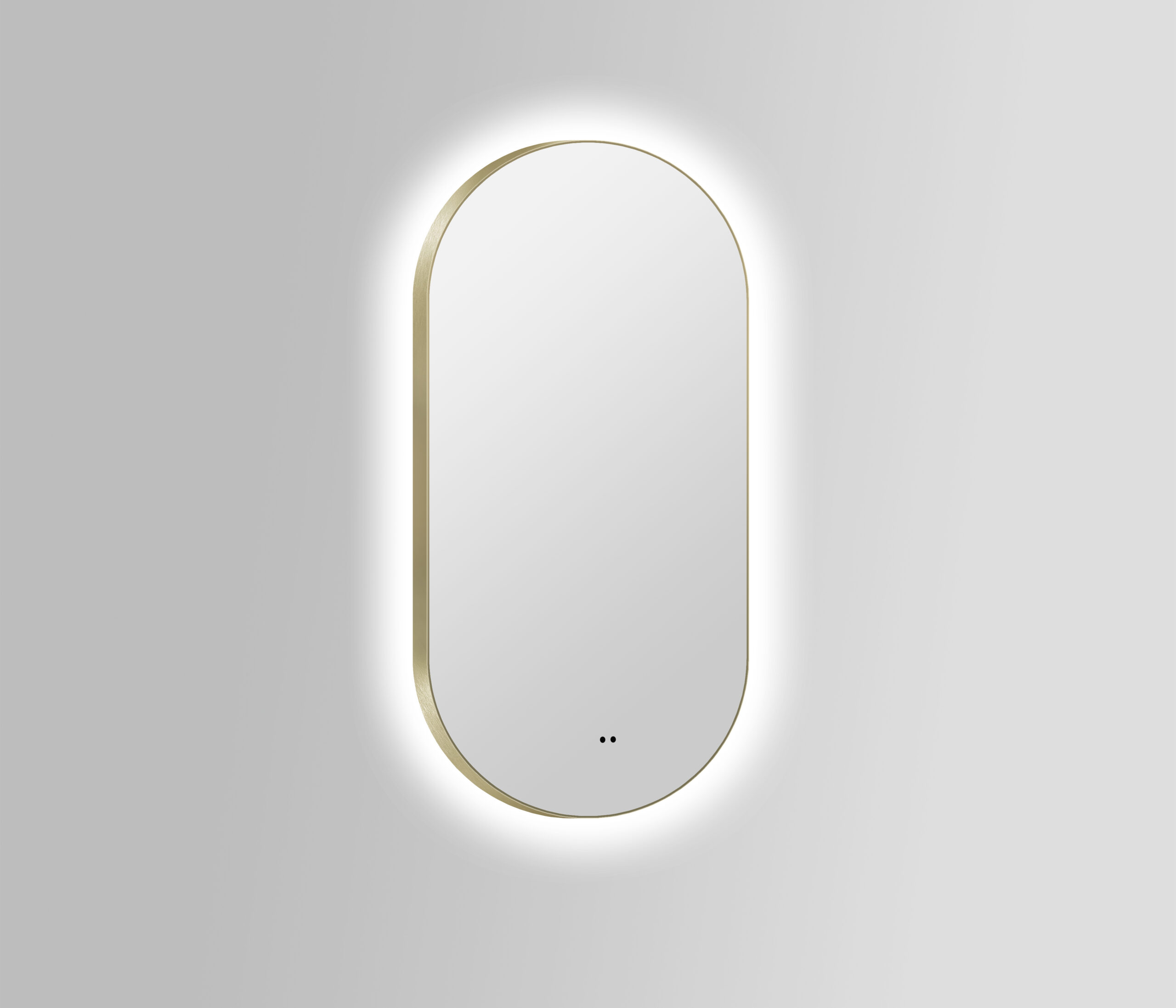 ARUVO® HALO Framed Oval Mirror w/ Backlit LED Light & Demister | Brushed Brass - Image 5