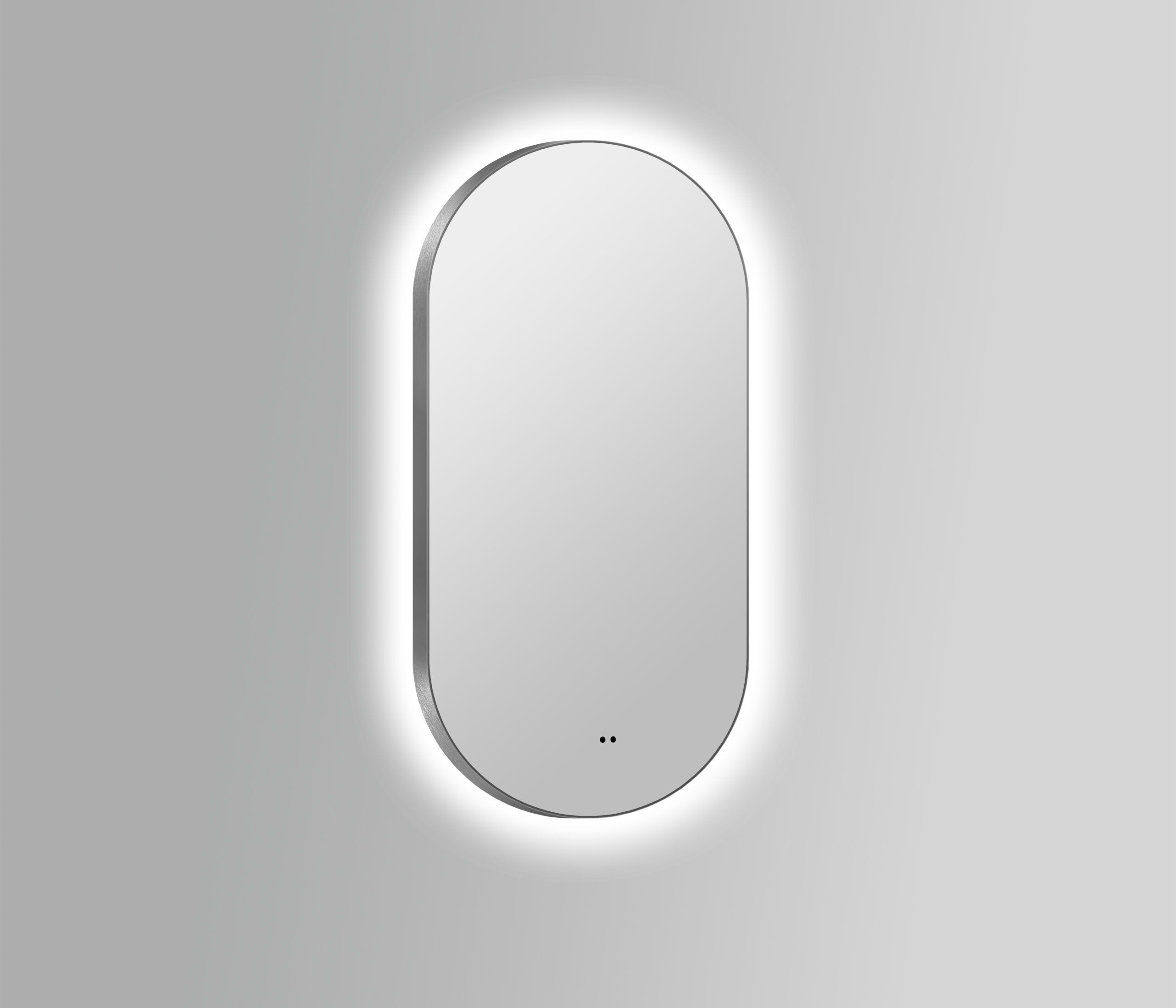 ARUVO® HALO Framed Oval Mirror w/ Backlit LED Light & Demister | Brushed Gunmetal - Image 3