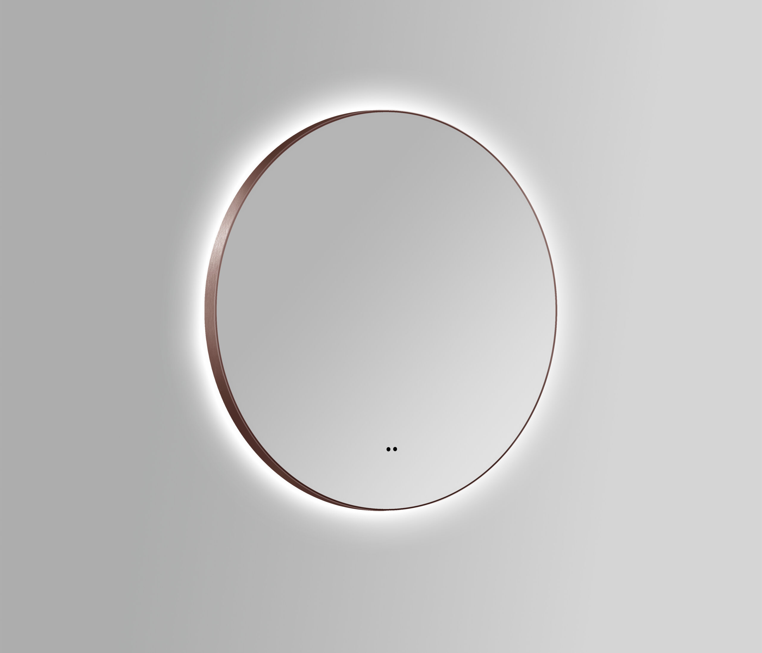 ARUVO® HALO Framed Round Mirror w/ Backlit LED Light & Demister 800mm | Brushed Bronze - Image 3