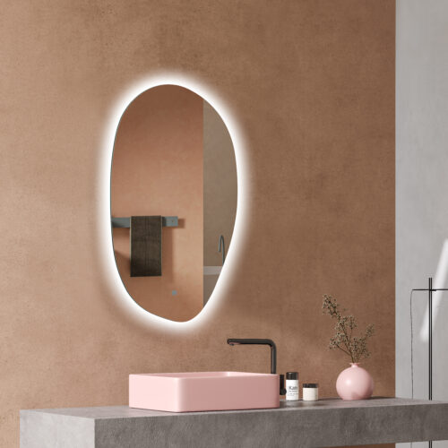 ARUVO™ AMBIANCE Pebble Frameless Mirror with Led  & Demister