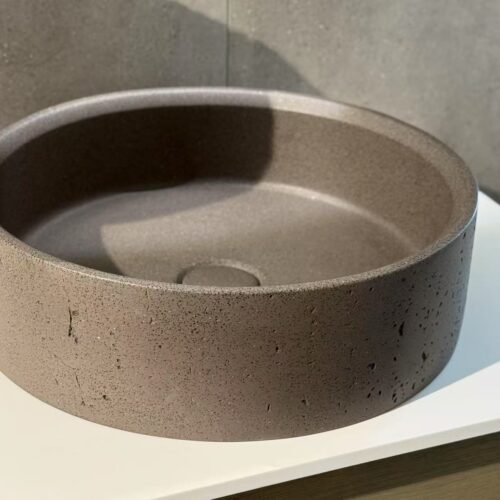 ARUVO™ ACOVI Concrete Travertine Countertop Basin | Matte Taupe