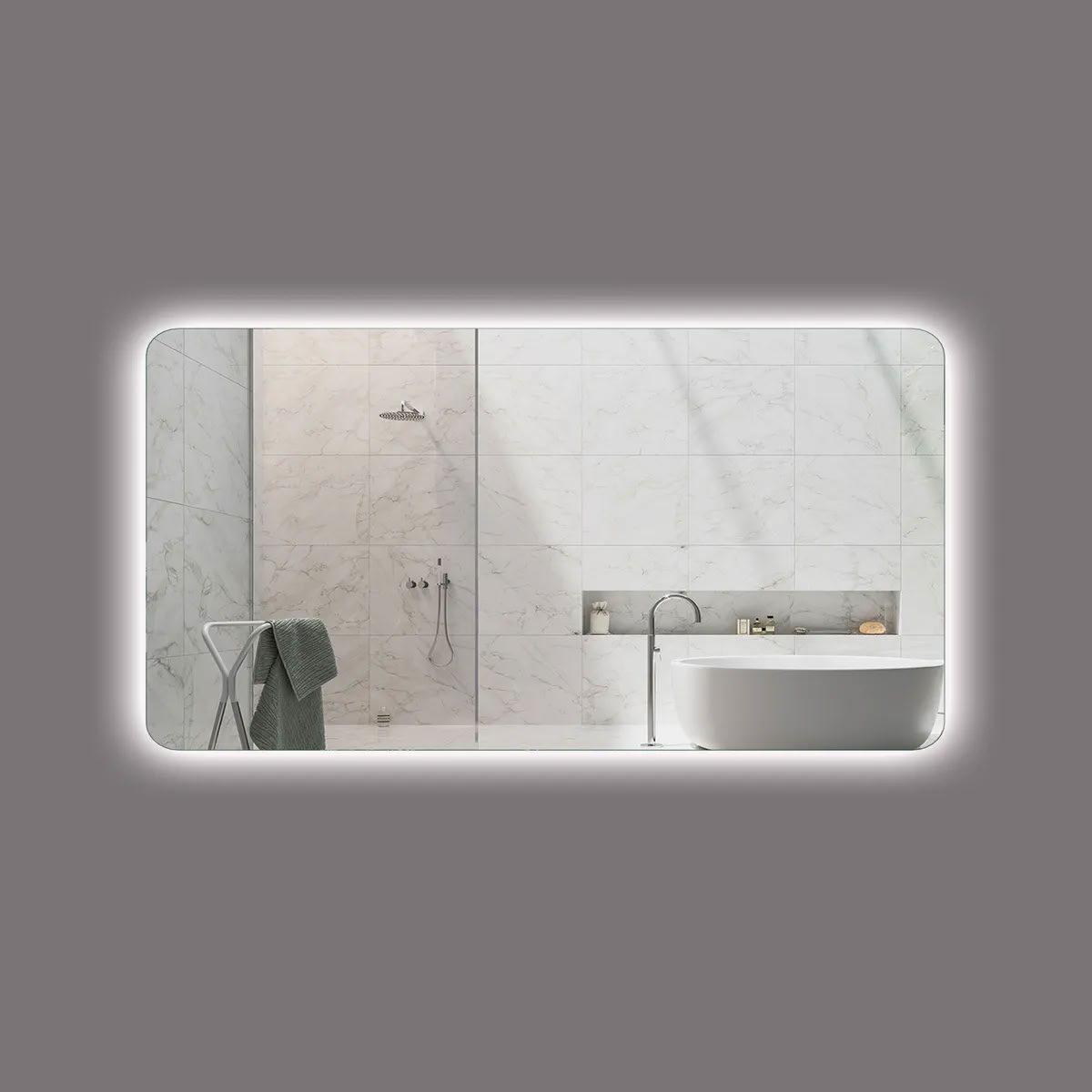 ARUVO™ AMBIANCE Frameless Backlit Rectangle Mirror w/ Led Light & Demister | W1800mm